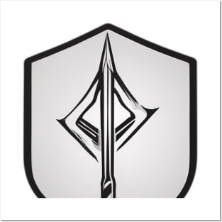 Sleek Silver Sword and Shield Emblem Design No. 608 Posters and Art